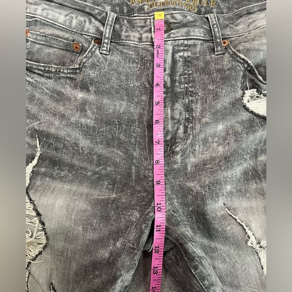 [W32] American Eagle Outfitters Extreme Flex Denim Shorts Gray Distressed Zip - Picture 5 of 8